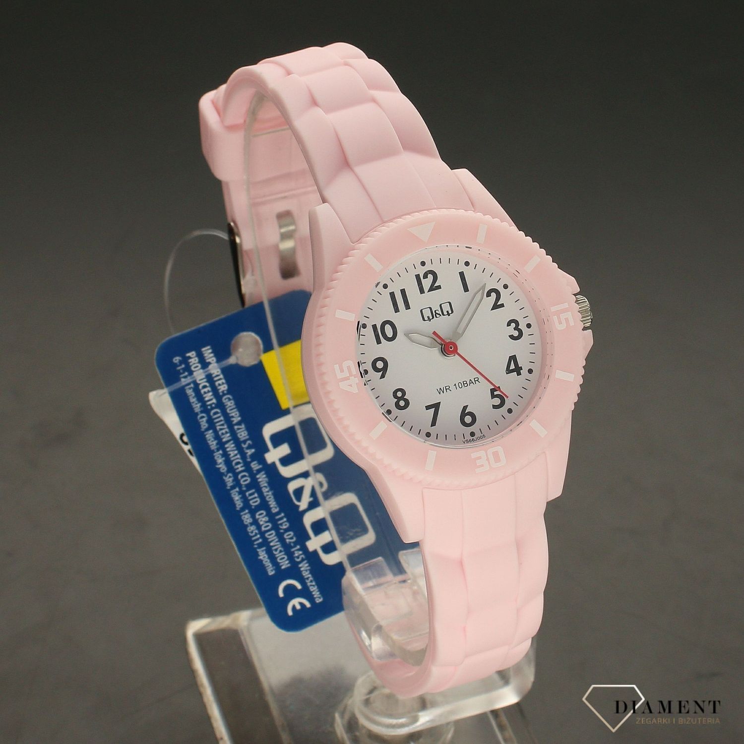 Zegarek dla dziewczynki różowy, wodoszczelny QQ VS66-005.jpg