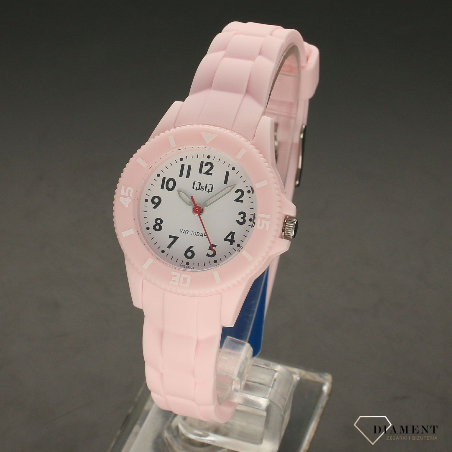 Zegarek dla dziewczynki różowy, wodoszczelny QQ VS66-005.jpg