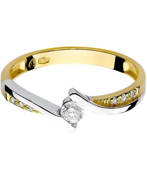 Pierścionek złoty 585 skręcony z diamentami 0,13 ct – białe i żółte złoto – W-177 Au.jpg