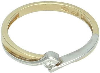 Pierścionek złoty DIAMENT żółte złoto i białe, jeden diament W181 pr 585.jpg