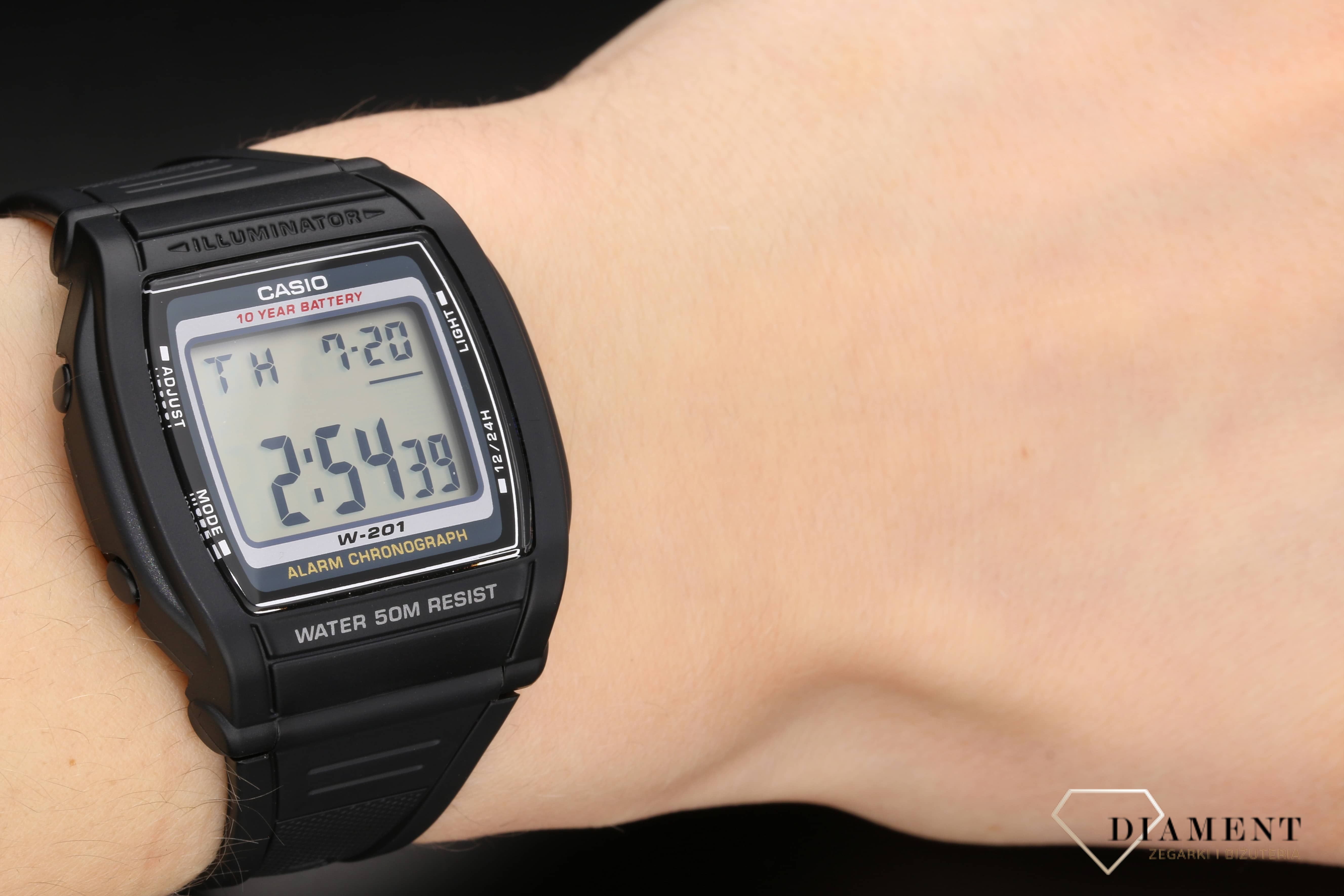 Zegarek dla chłopca czarny Casio Sport W-201-1AVEF -