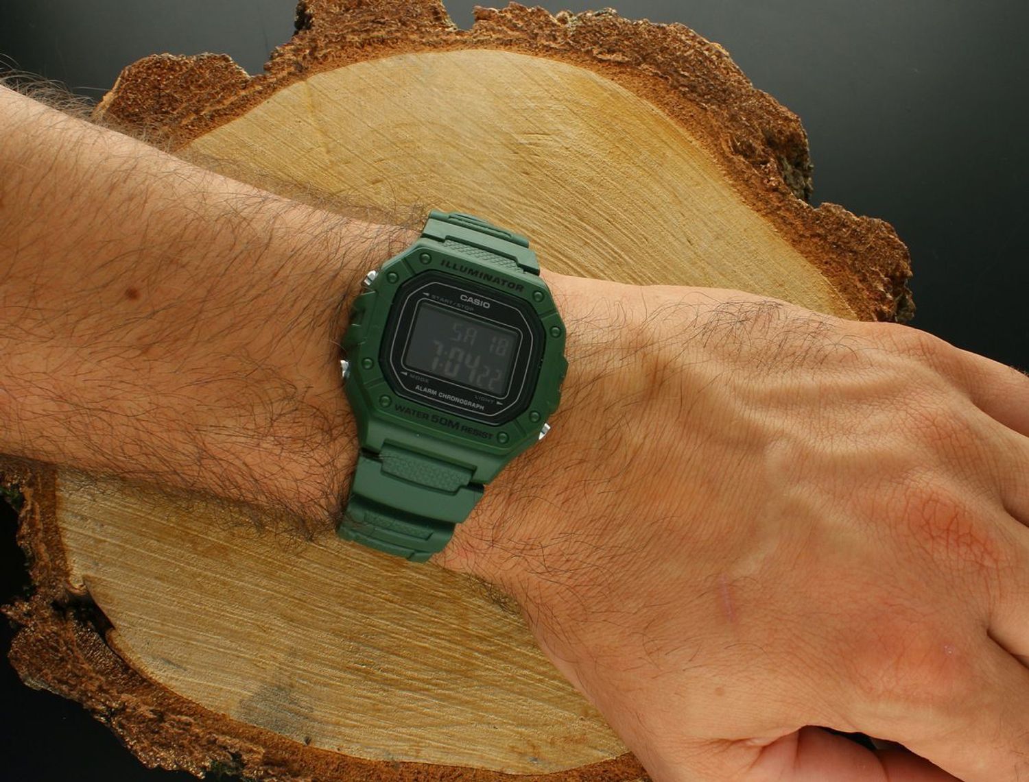 Zegarek Casio W-218H-3BVEF – Zegarek Męski Sportowy Zielony LED 50M.jpg