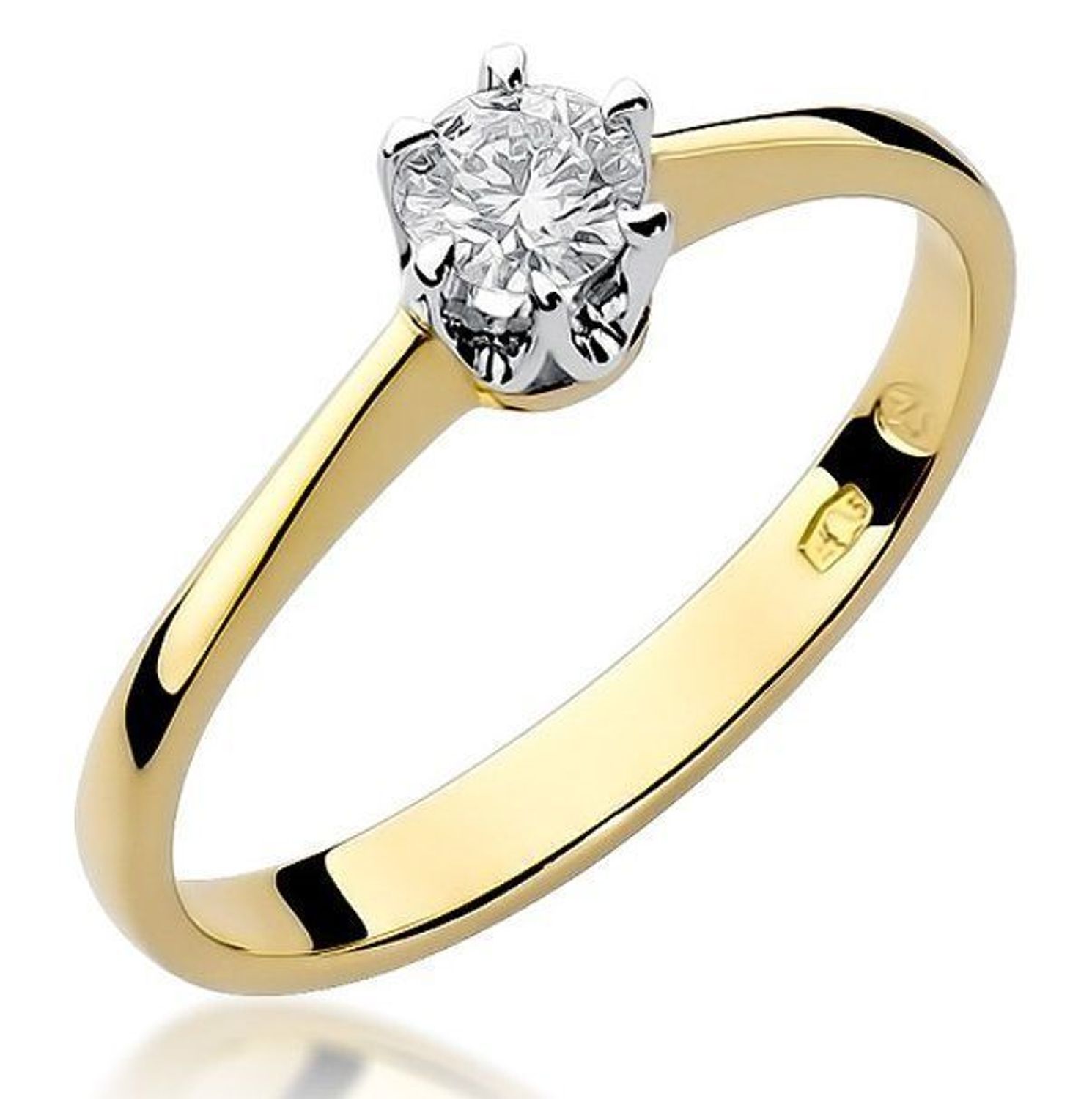 Pierścionek z żółtego złota z brylantem 0,20ct Klasyka W220 próba 585 MARKO.jpg