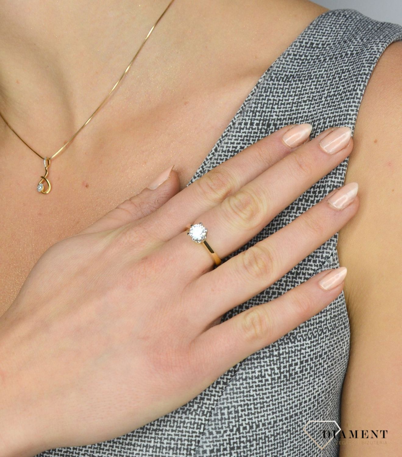 Pierścionek z żółtego złota z brylantem 0,20ct Klasyka W220 próba 585 MARKO.jpg