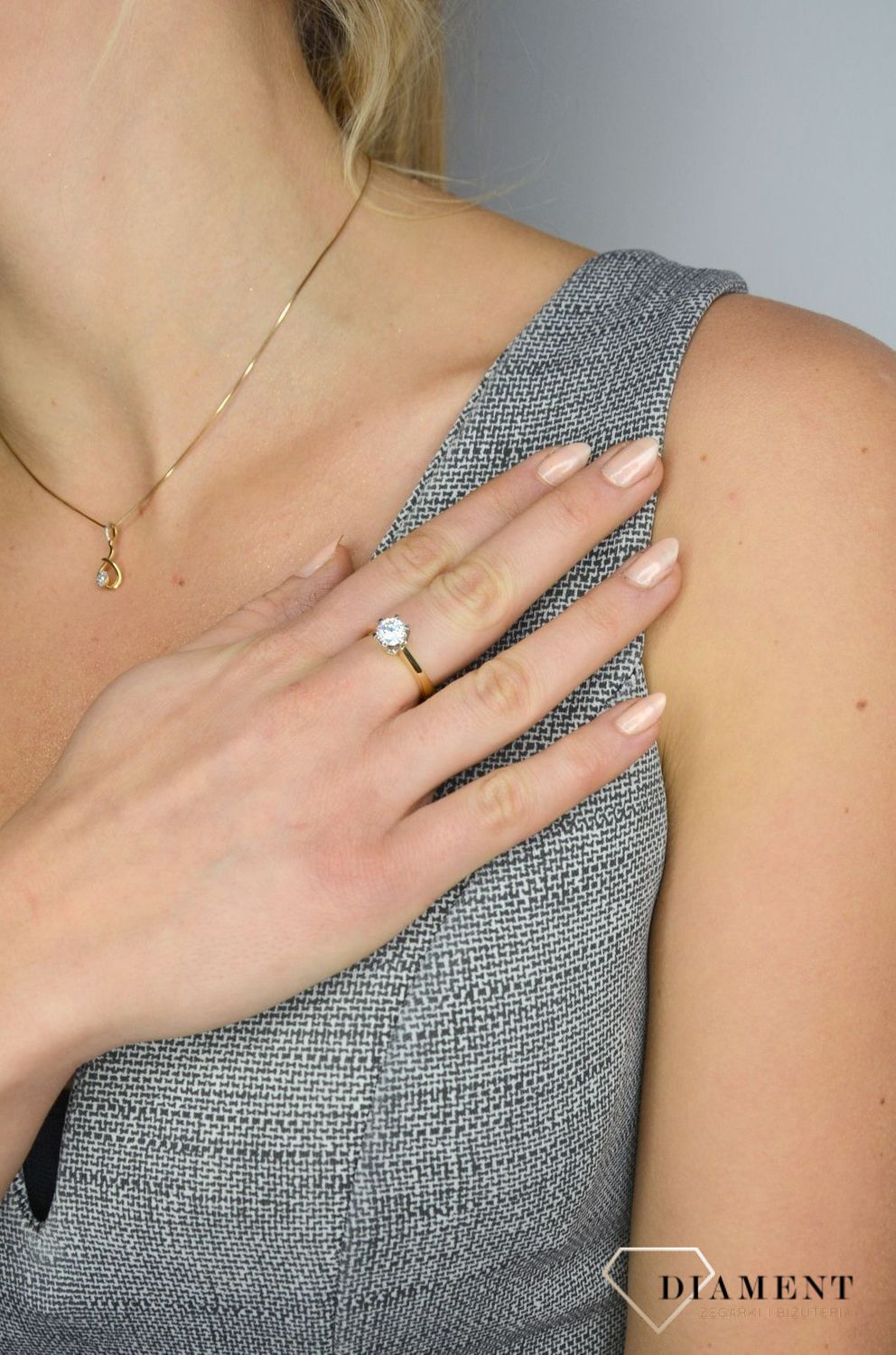 Pierścionek z żółtego złota z brylantem 0,20ct Klasyka W220 próba 585 MARKO.jpg