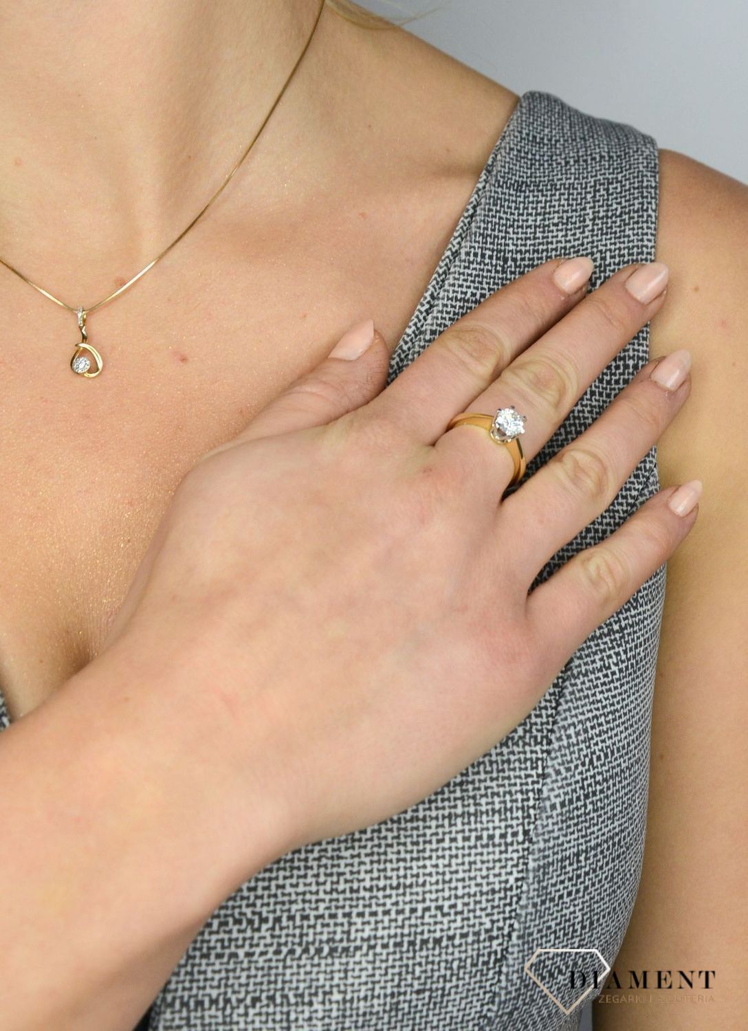 Pierścionek z żółtego złota z brylantem 0,20ct Klasyka W220 próba 585 MARKO.jpg