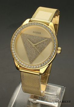 Zegarek damski Guess Ladies W1142L2. Zegarek damki złoty na bransolecie Guess Ladies W1142L2. ⌚ Zegarki Guess  z cyrkoniami. Zegarek Guess w złotym kolorze. Zegarek Guess modowy. Zegarek Guess na bransolecie idea (4).jpg