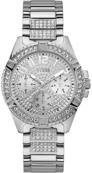 Damski zegarek Guess Frontier W1156L1 w srebrnej kolorystyce to propozycja dla wszystkich tych, którzy nie chcą pozostać niezauważeni.  Złoty zegarek wykonany ze stali pozłacanej. ⌚ Zegarki Guess ✓ Zapraszamy do sklepu.jpg