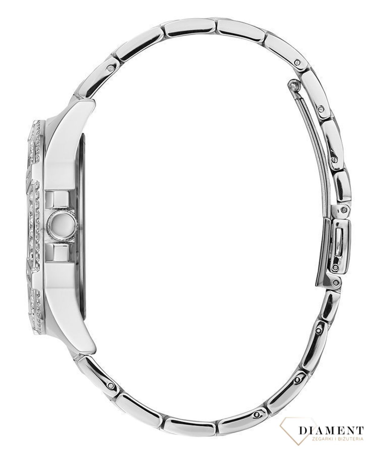 Damski zegarek Guess Frontier W1156L1 w srebrnej kolorystyce to propozycja dla wszystkich tych, którzy nie chcą pozostać niezauważeni.  Złoty zegarek wykonany ze stali pozłacanej. ⌚ Zegarki Guess ✓ Zapraszamy do sklepu.jpg