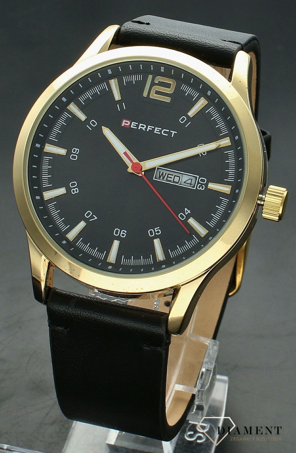 Męski zegarek Perfect na pasku W115B-05 złota koperta (3).jpg