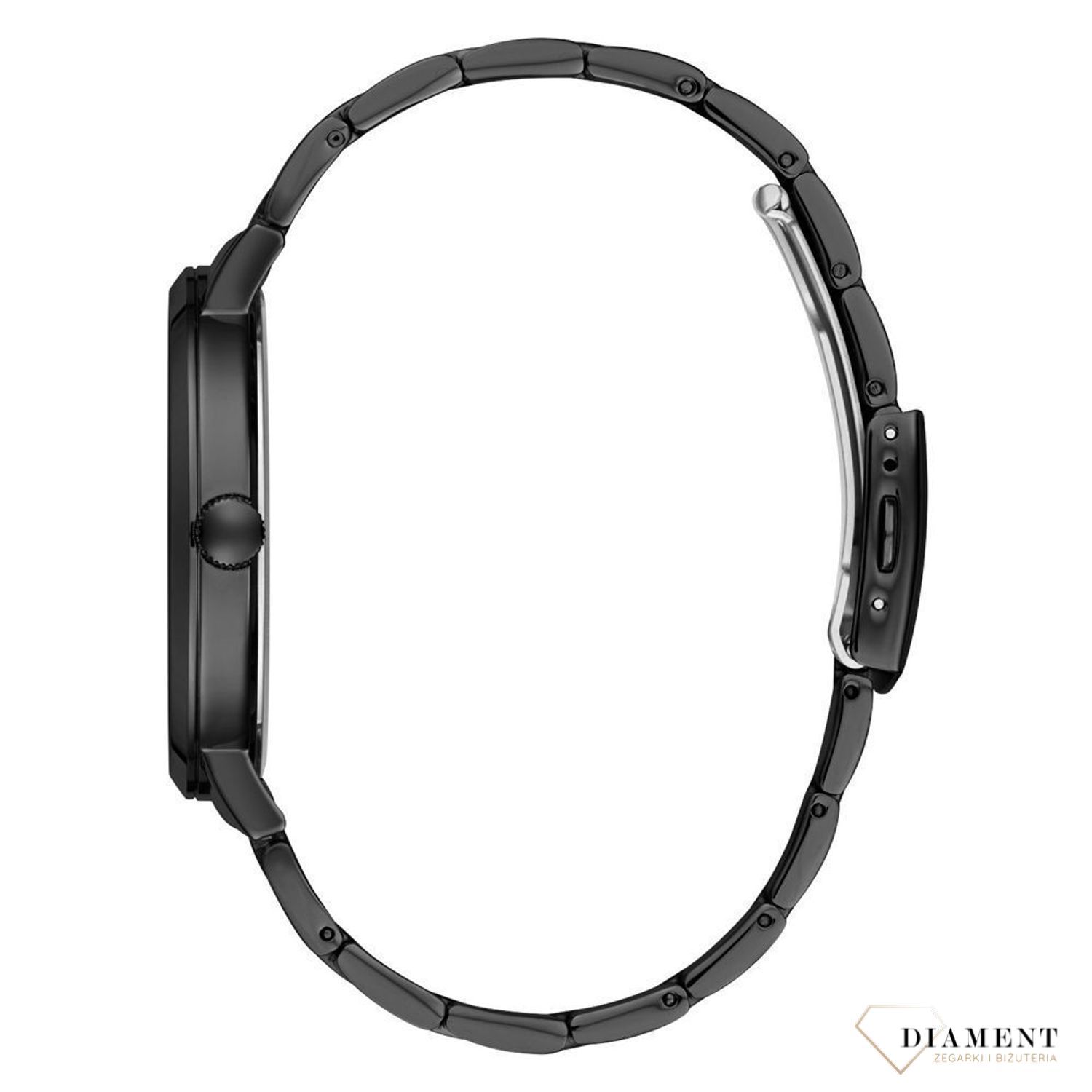 Zegarek męski czarny na bransolecie W1315G3 Guess z prawdziwym diamentem na godzinie 12. Złoty zegarek wykonany ze stali wysokiej jakości. ⌚ Zegarki Guess ✓ Zapraszamy do sklepu www.zegarki-diament.pl.jpg