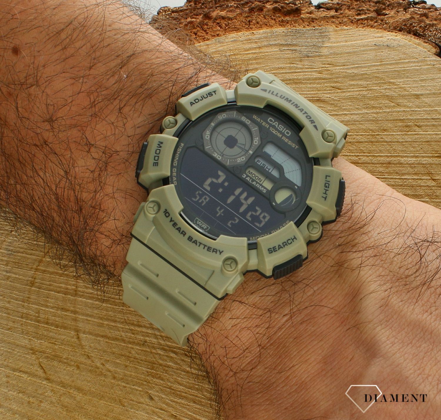 Zegarek męski Casio Digital Moonphase WS-1500H-5BVEF. Męski zegarek sportowy Zegarek męski z fazami księżyca. Zegarek męski Casio. Zegarek wodoodporny na prezent dla mężczyzny..jpg