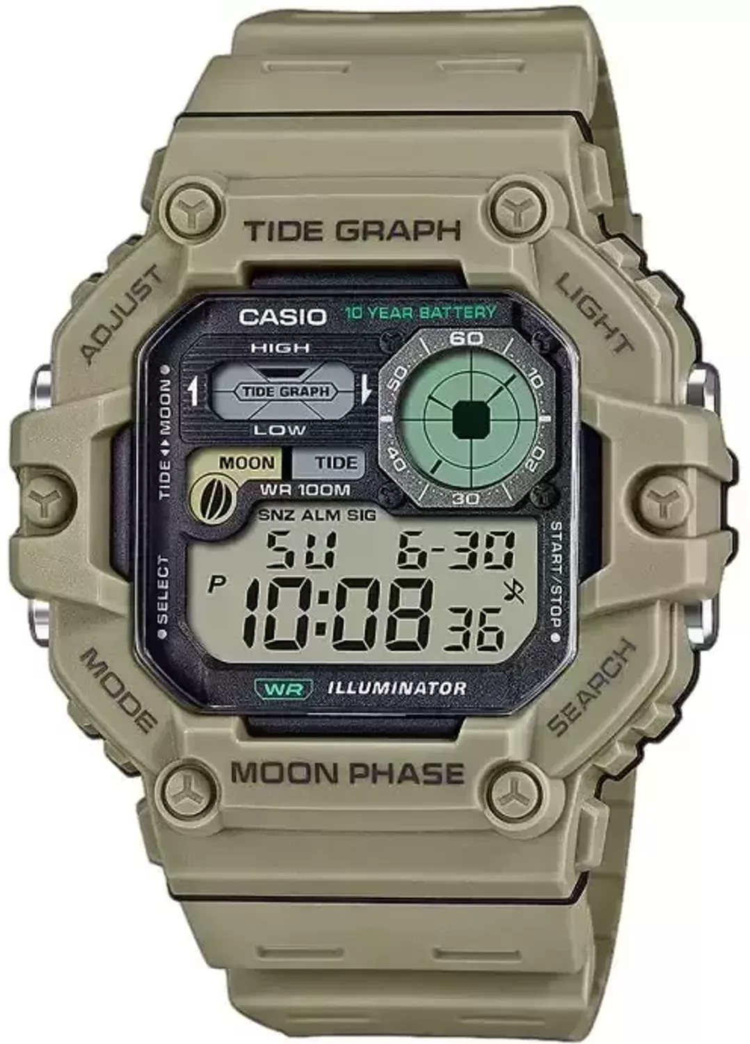 Zegarek męski CASIO WS-1700H-5AVEF wyposażony jest w kwarcowy mechanizm, zasilany za pomocą baterii. Posiada bardzo wysoką dokładność mierzenia czasu +- 10 sekund w przeciągu 30 dni.1.webp