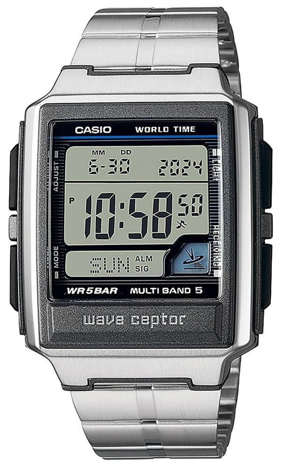 Zegarek Casio WV-59RD-1AEF z cyfrowym wyświetlaczem, mechanizmem kwarcowym i funkcją zegara światowego. Podświetlenie Illuminator, alarm, stoper, timer i trwała stalowa bransoleta.1.jpg