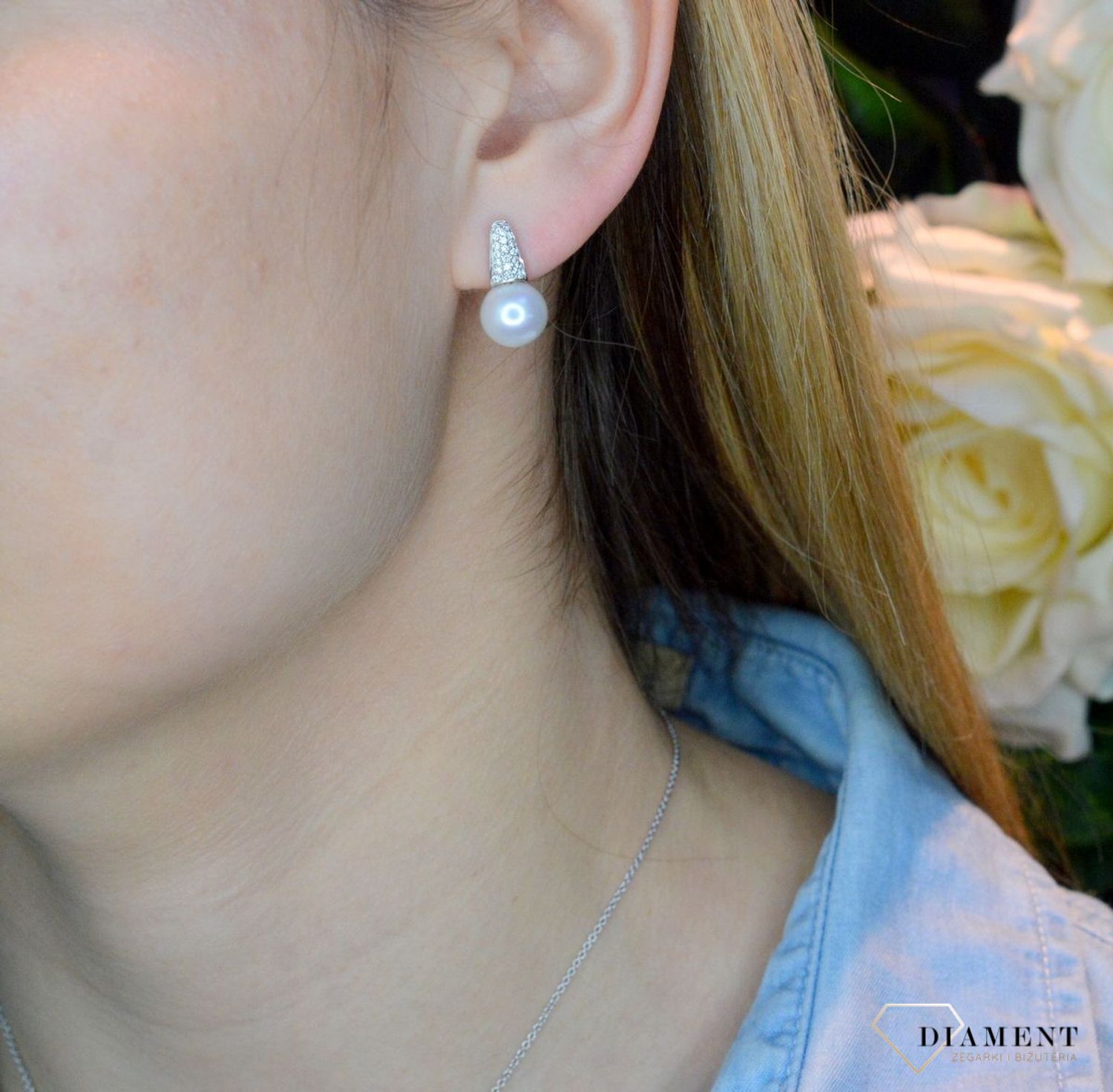 Złote kolczyki 585 białe złoto z Diamentami i perłą WŁ-35-02-007.jpg