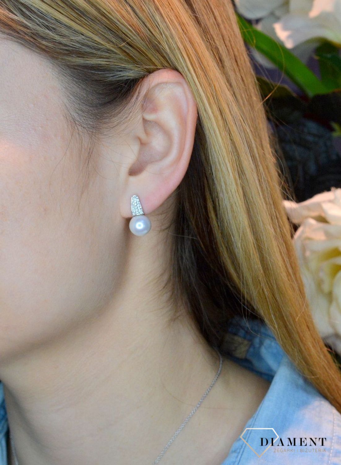 Złote kolczyki 585 białe złoto z Diamentami i perłą WŁ-35-02-007.jpg