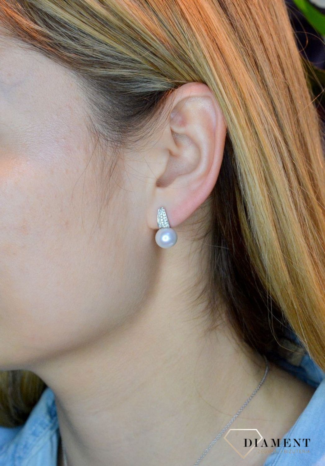 Złote kolczyki 585 białe złoto z Diamentami i perłą WŁ-35-02-007.jpg
