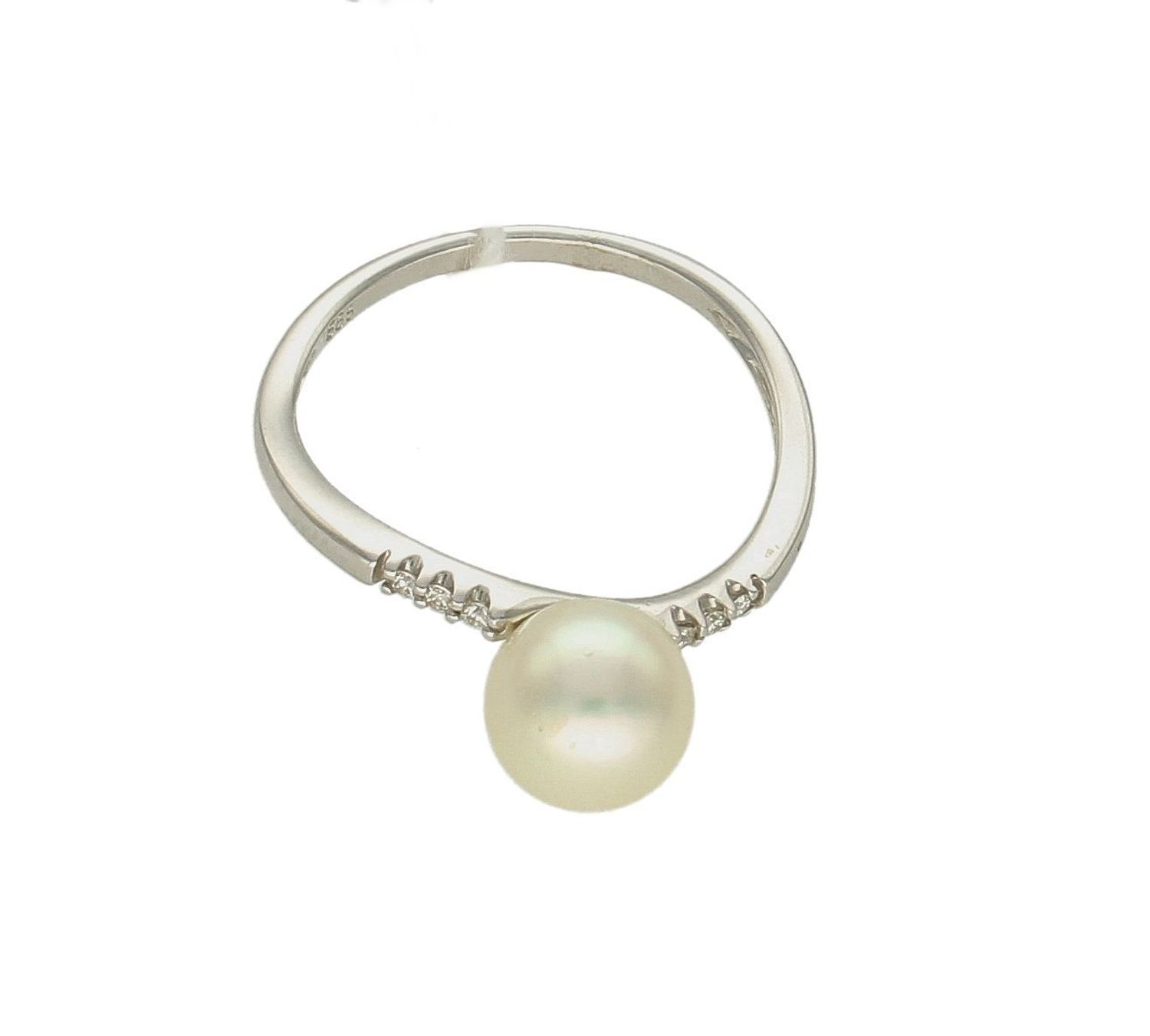 Złoty pierścionek białe złoto Falisty z perła i Diamentami WŁ-35-03-002.jpg