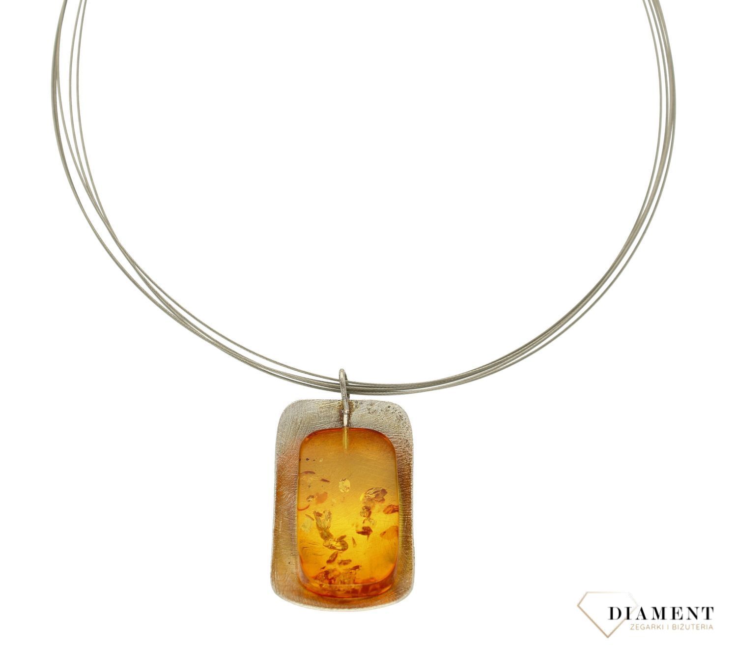 Srebrny naszyjnik damski z bursztynem 'Efektowny bursztyn' WŁ-BUR06-202.jpg