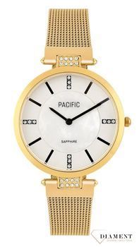 Damski zegarek Pacific Sapphire X6184-02 perłowa tarcz.  Kup Damski Zegarek Kwarcowy w Zegarki-diament.pl Pacific wodoszczelność 30m = WR30 ☝ taniej - Najwięcej ofert w jednym miejscu. Grawer gratis. Szkło szafirowe..jpg