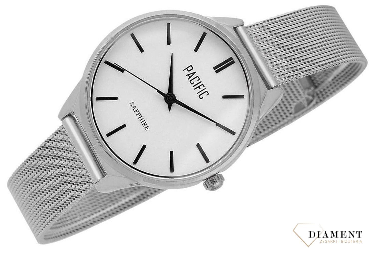 Damski zegarek Pacific Sapphire X6196-01 srebrny mesh.Kup Damski Zegarek Kwarcowy w Zegarki-diament.pl Pacific wodoszczelność 30m = WR30 ☝ taniej - Najwięcej ofert w jednym miejscu. Grawer gratis. Szkło szafirowe.1.jpg