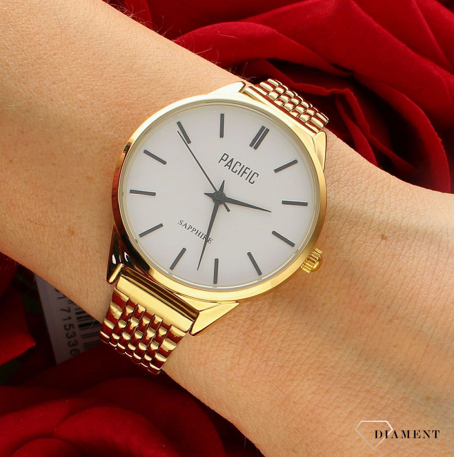 Damski zegarek Pacific Sapphire X6196-07 złoty. Kup Damski Zegarek Kwarcowy w Zegarki-diament.pl Pacific wodoszczelność 30m = WR30 ☝ taniej - Najwięcej ofert w jednym miejscu. Grawer gratis. Szkło szafirowe. 2.jpg