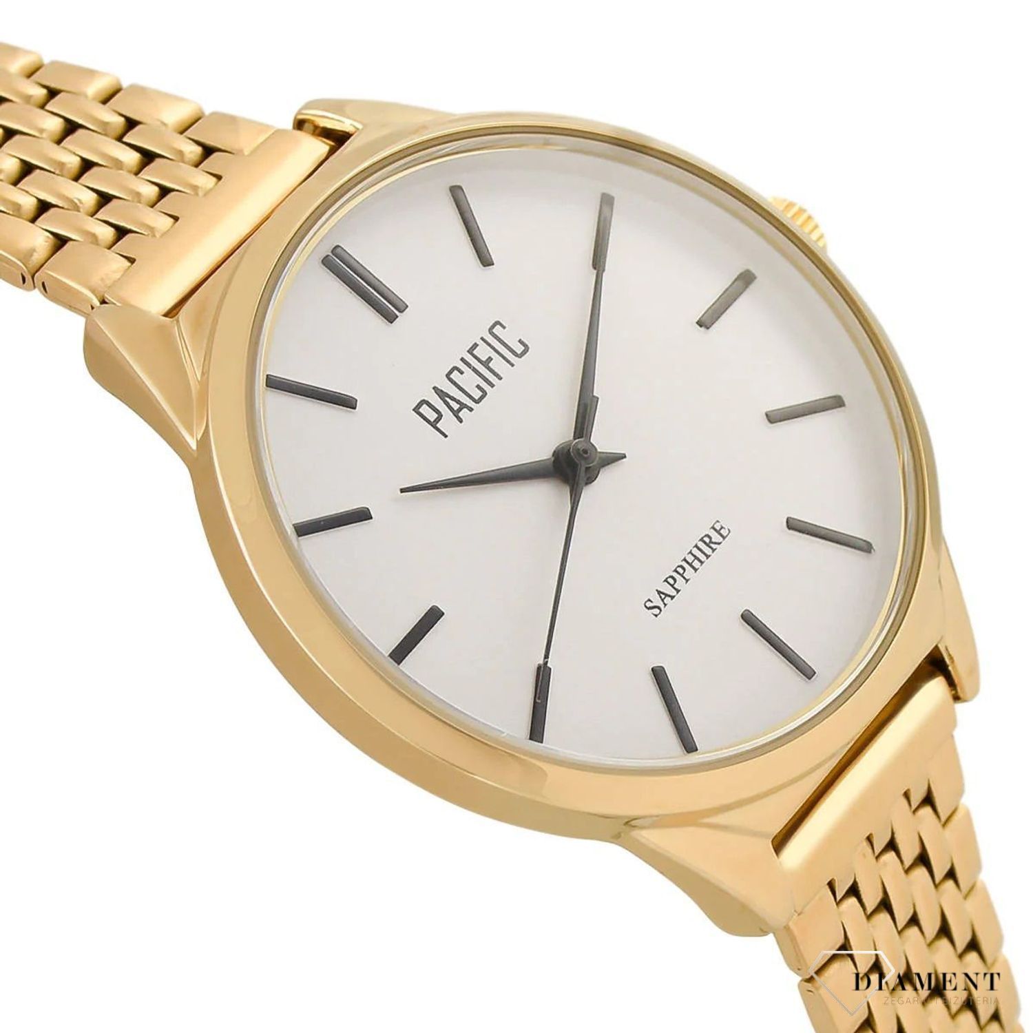 Damski zegarek Pacific Sapphire X6196-07 złoty. Kup Damski Zegarek Kwarcowy w Zegarki-diament.pl Pacific wodoszczelność 30m = WR30 ☝ taniej - Najwięcej ofert w jednym miejscu. Grawer gratis. Szkło szafirowe. 2.jpg