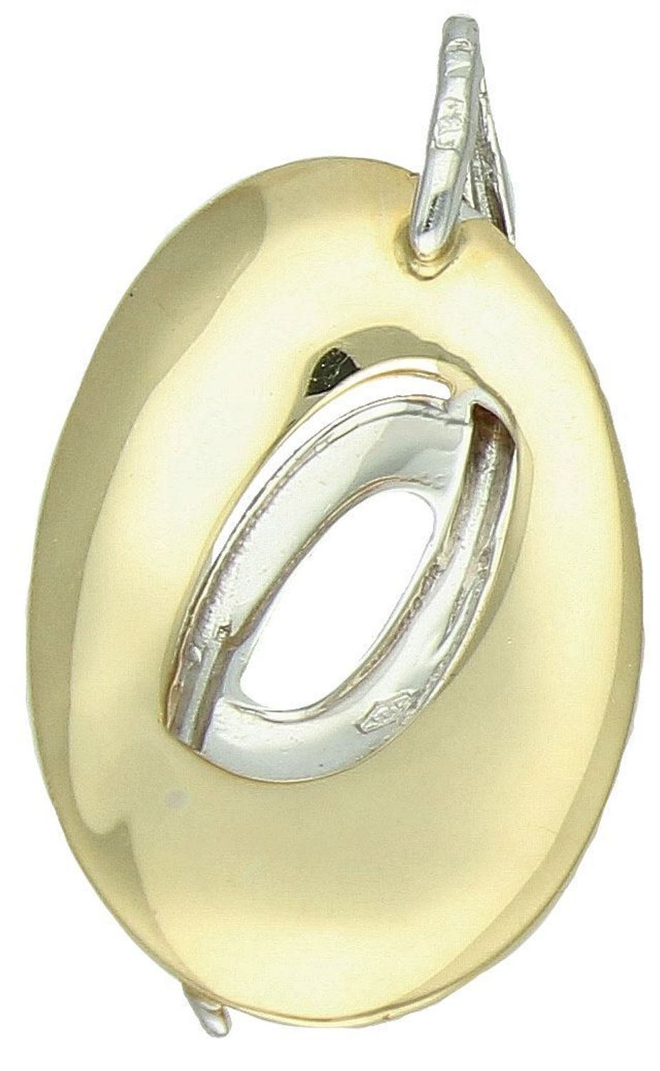 Zawieszka złota damska owalna z białym złotem i złotym matem próba 585. Duża zawieszka złota. Pokaźna złota biżuteria. Zawieszki złote. Prezent dla kobiety. Złota biżuteria. Modne zawieszki. 1.jpg