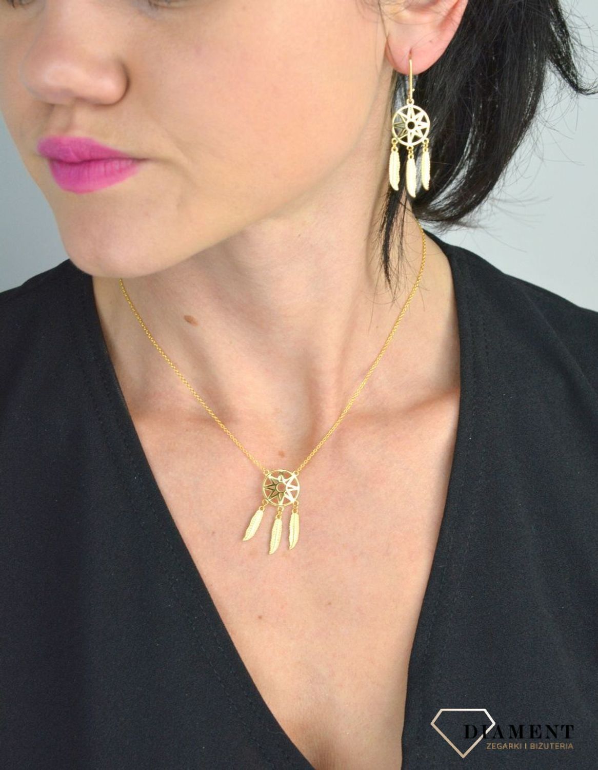 Srebrne kolczyki pozłacane Łapacz snów ZCSU327.jpg