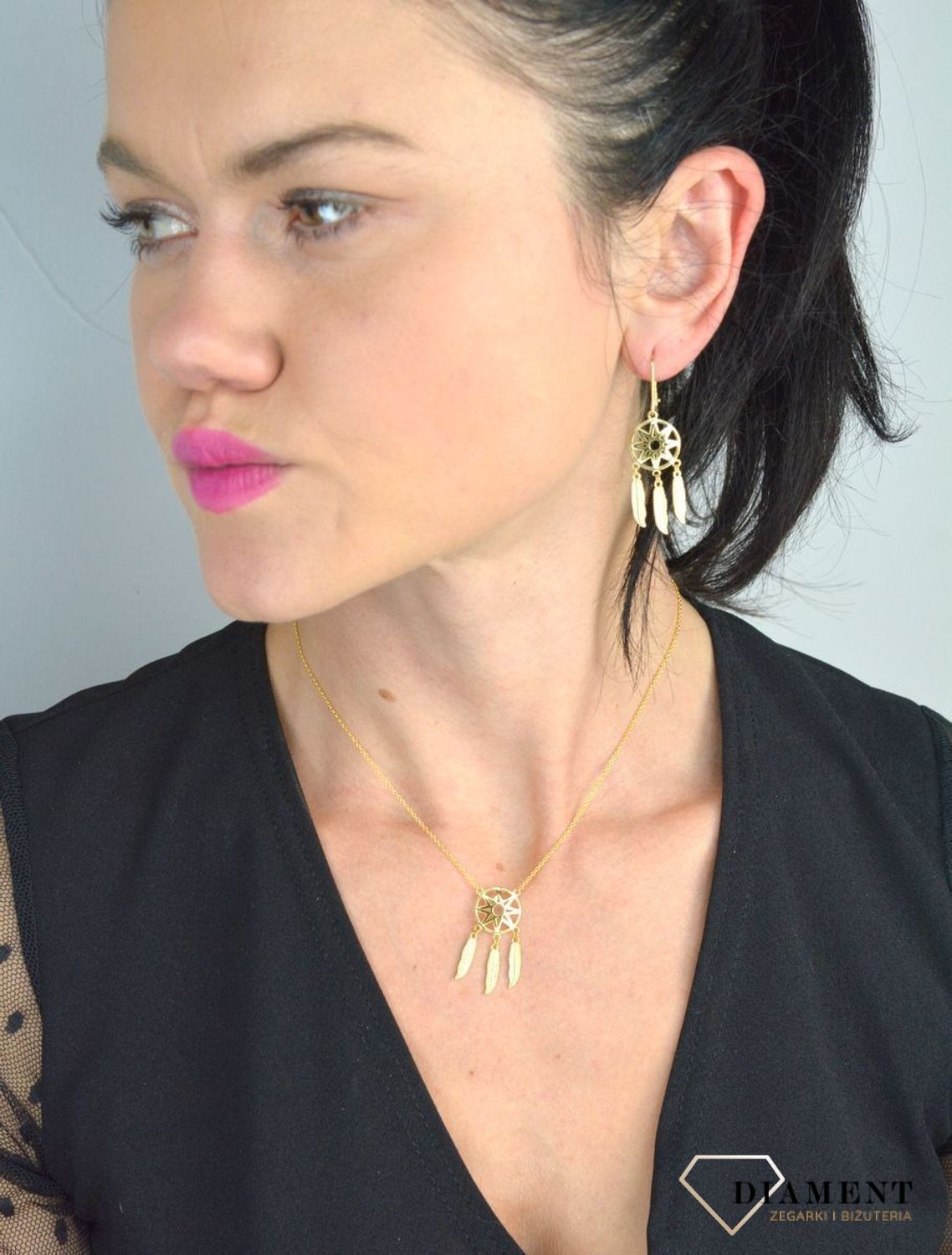 Srebrne kolczyki pozłacane Łapacz snów ZCSU327.jpg