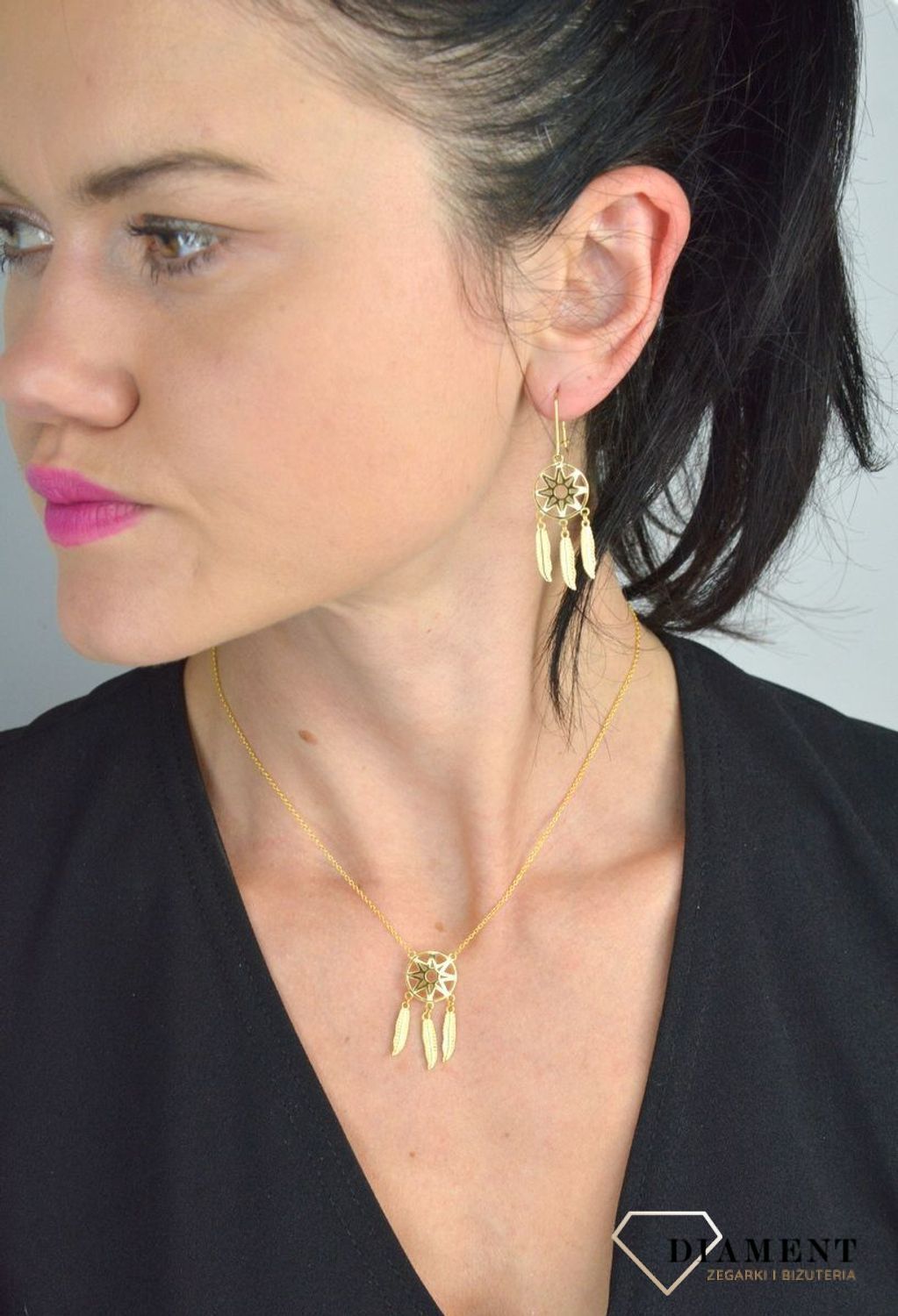 Srebrne kolczyki pozłacane Łapacz snów ZCSU327.jpg