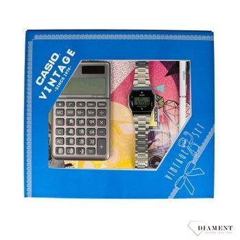 Zegarek Casio ZESTAW-19-CV-GIFT-SET-SILVER Vintage Diamond Limited z kalkulatorem i długopisem.jpg