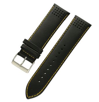 Pasek do zegarka czarny skórzany Lorus 'Czarny z żółty przeszyciem' ZOLT 22mm.jpg