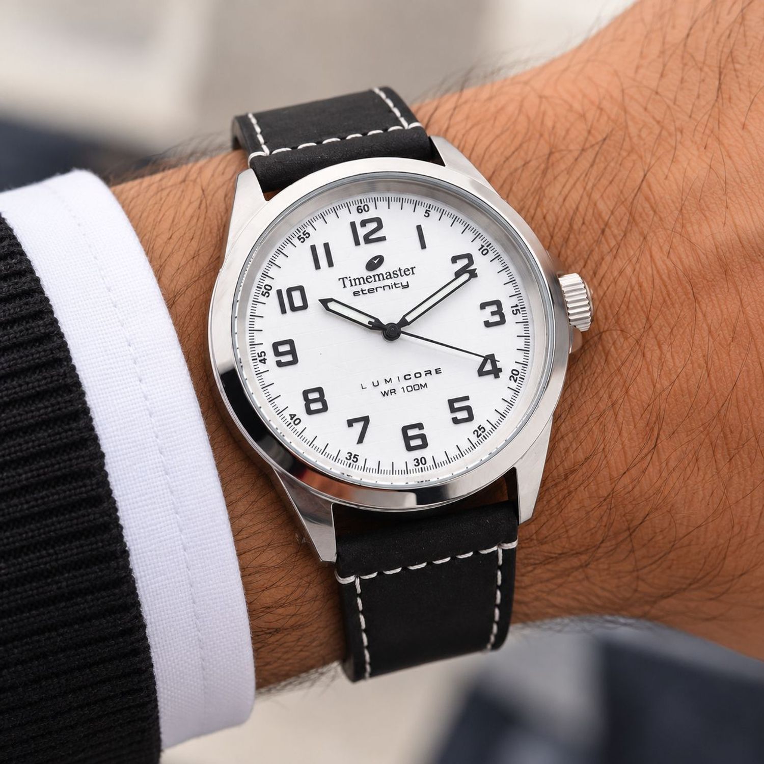 Zegarek męski Timemaster Eternity 50301 Field Lumicore 100M – biała tarcza, czarny pasek (2).jpg