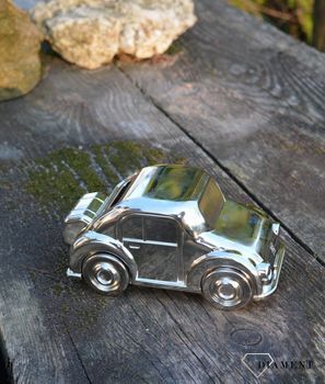 Posrebrzana skarbonka 'Srebrny samochód' dla dziecka. ZV6024261. Wykonana z wysokiej jakości metalu pokrytego srebrem (1).JPG