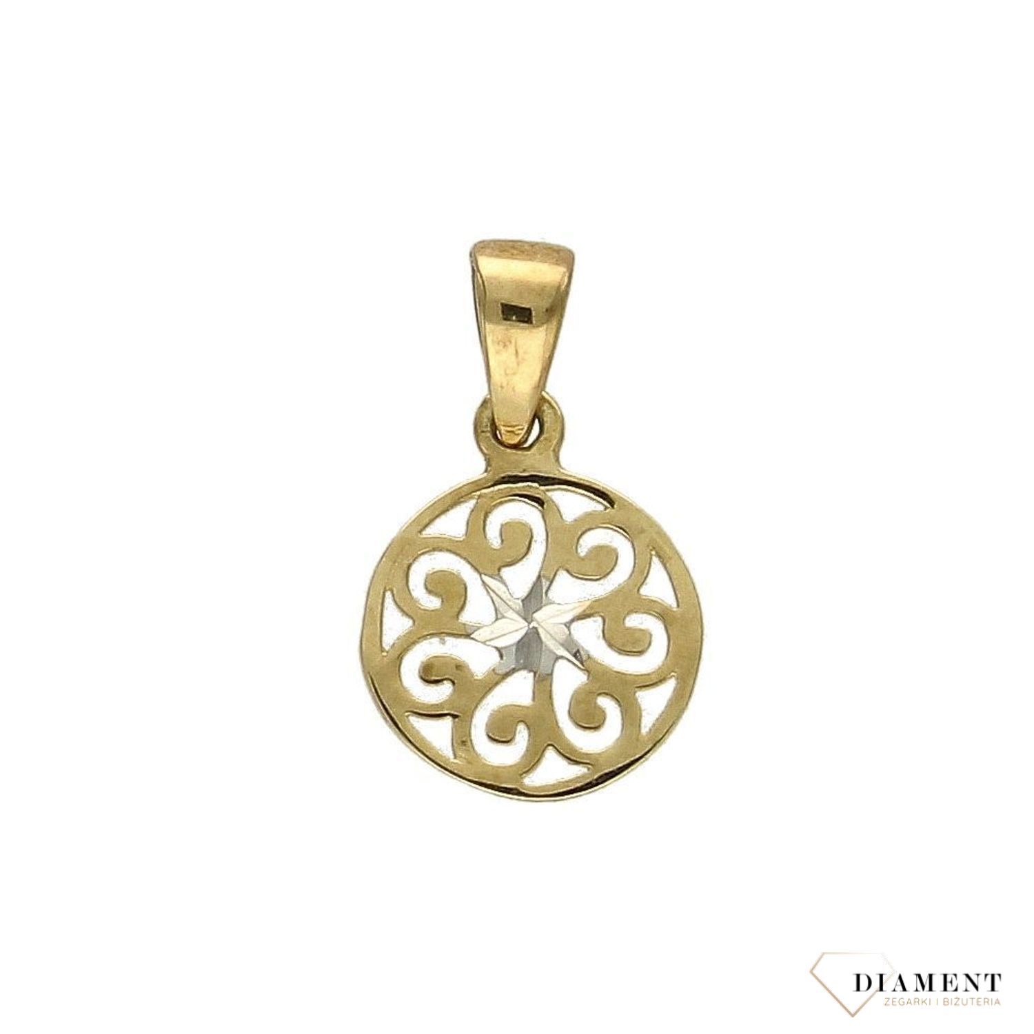 Złota zawieszka 333 okrągły ażur z dodatkiem białego złota ZW-X-000-D00-XLA8964.jpg