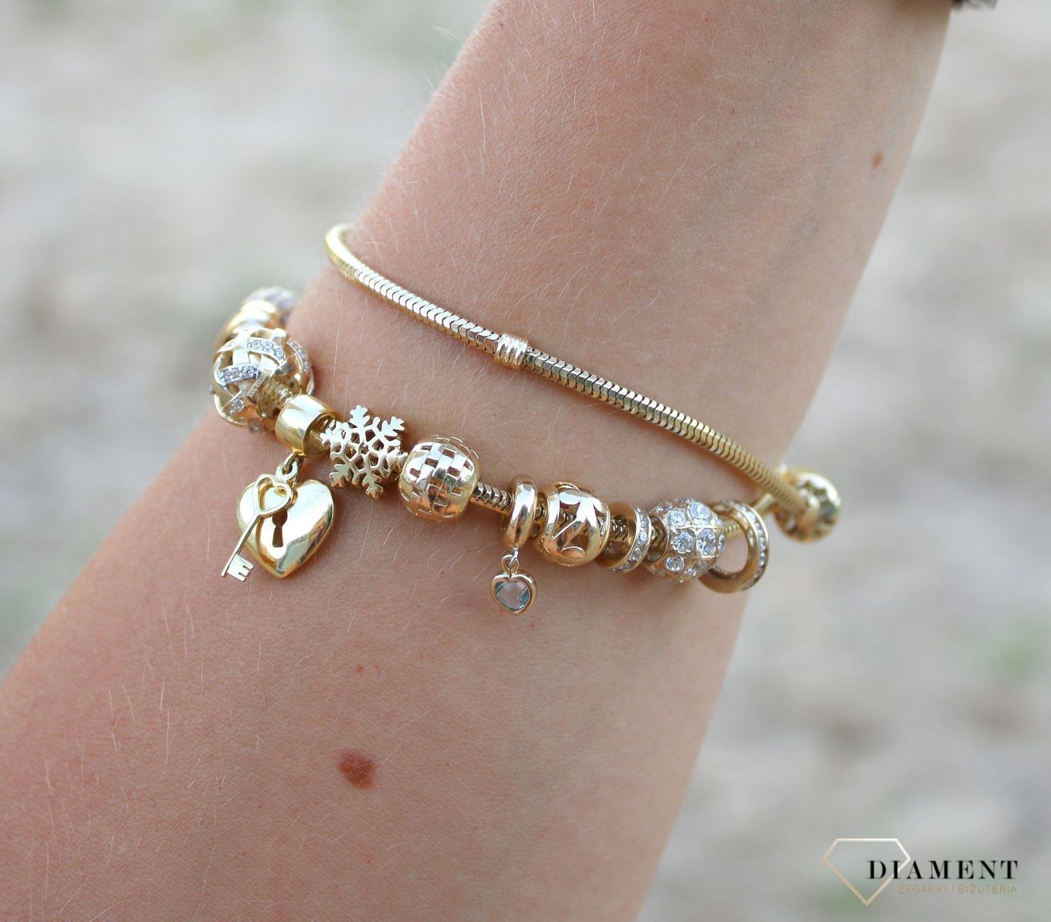 Złota zawieszka charms do bransoletki Yes 333 'Wiszące serce'v.jpg