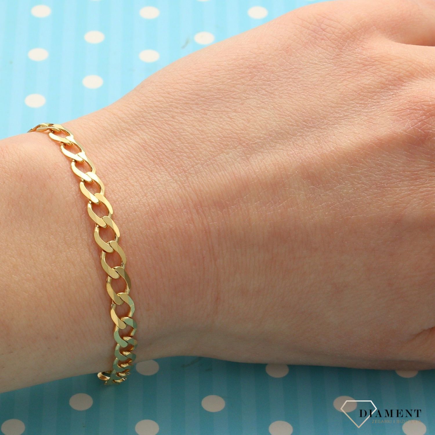Złota bransoletka pancerka. Idealny pomysł na prezent. Solidnie wykonana bransoletka. Sklep Diament Zapraszamy (1).jpg
