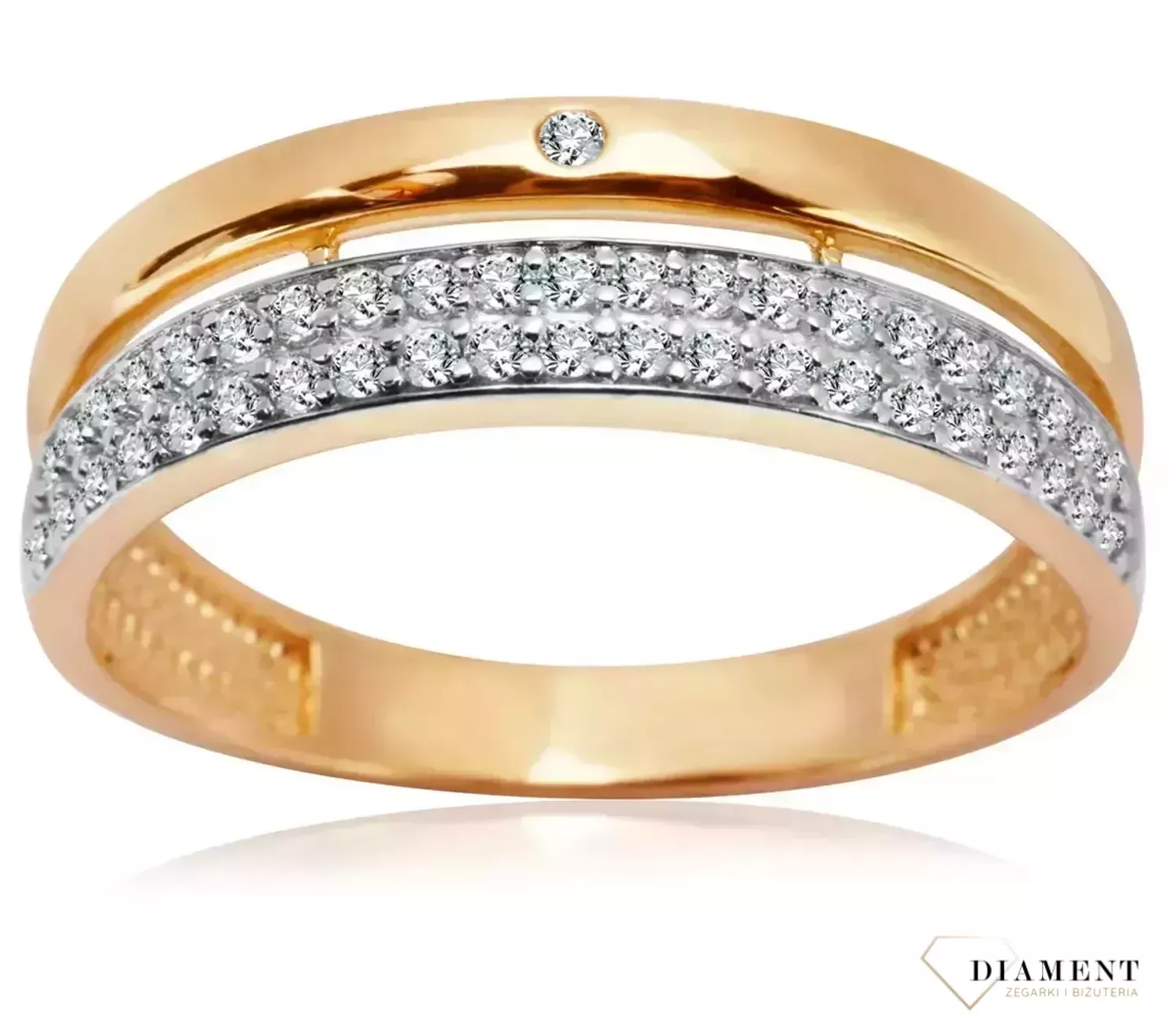 Pierścionek złoty Yes 333 z dwukolorowego złota z cyrkoniami Pierścionek złoty Yes ZWXX07D00XEB2120.webp