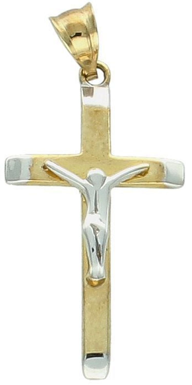 Krzyżyk z wizerunkiem Pana Jezusa z białym złotem ZW-X-X07-D00-XLA9682 Złoty wisiorek w kształcie krzyża został wykonany z próby 333 w kolorze żółtego złota oraz białego złota.1.jpg