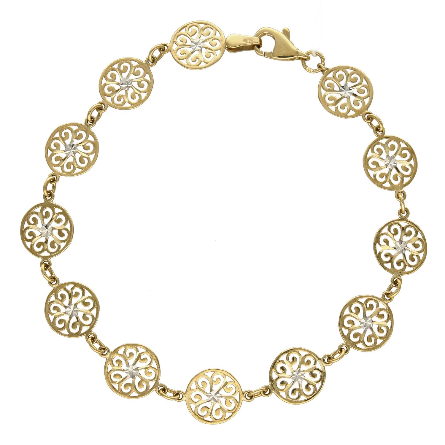 Złota bransoletka próby 333 ażurowe kółka z dodatkiem białego złota ZW-X-X07-D19-XDA8964.jpg