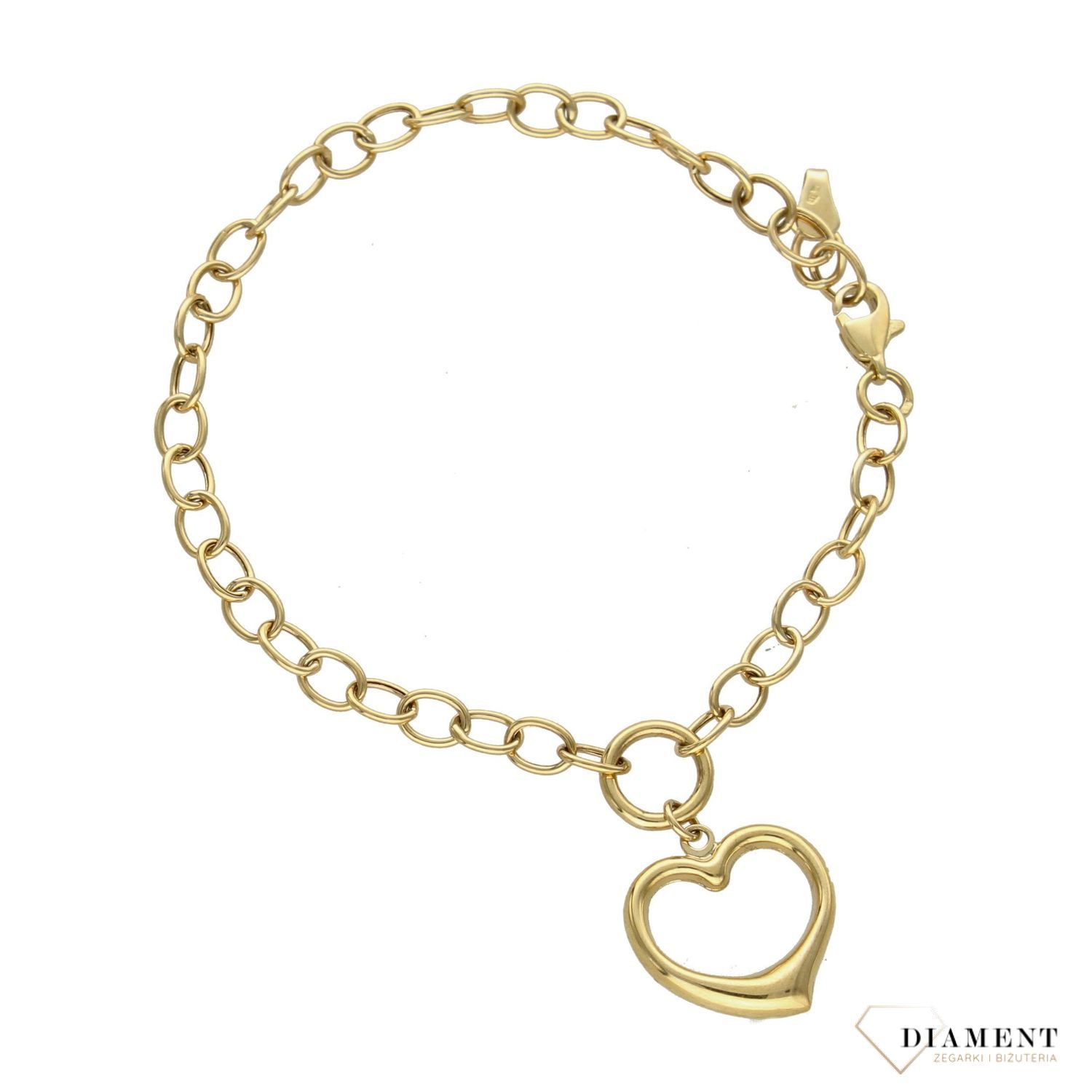 Złota bransoletka 333 wiszące serce  (1).jpg