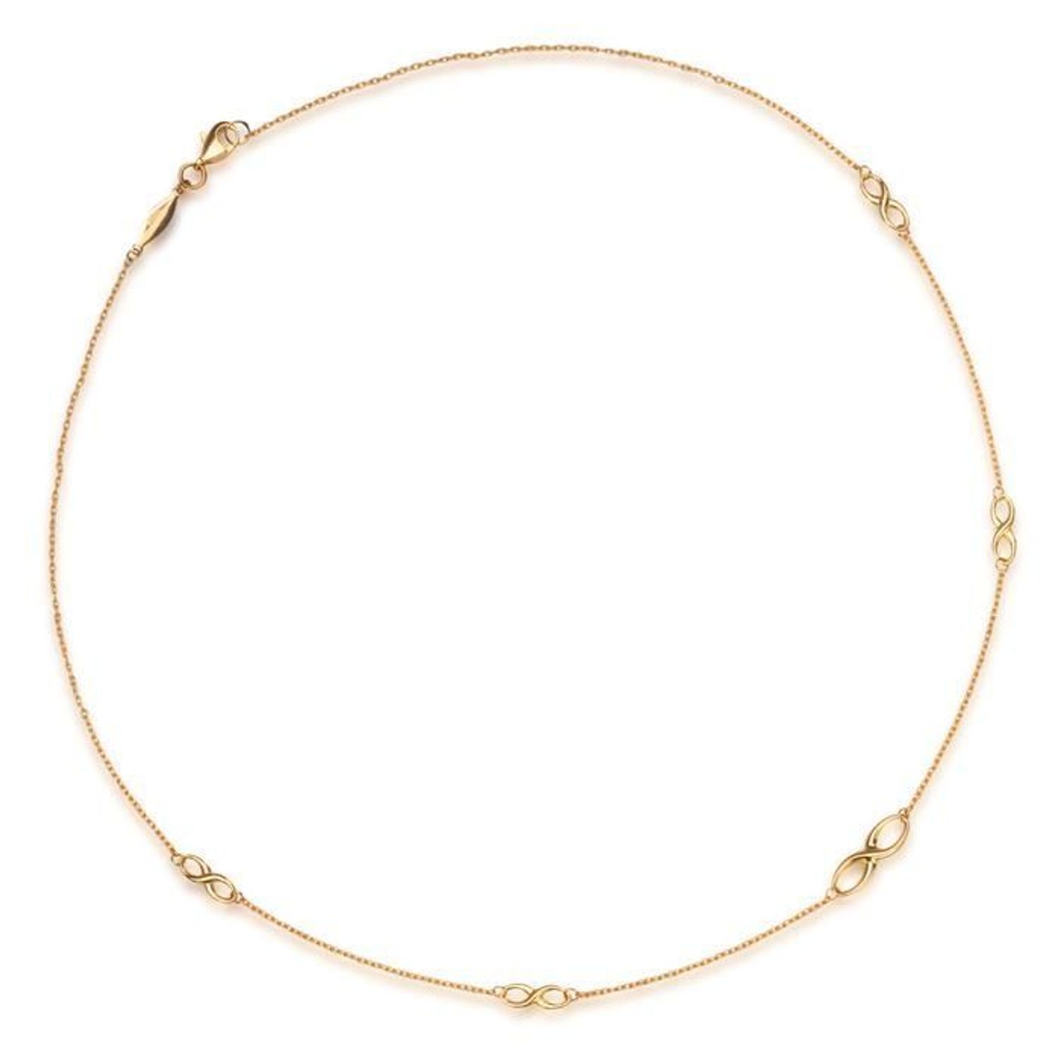 Złoty naszyjnik z odwróconą ósemką, powszechnie uważaną za znak nieskończoności może symbolizować deklarację miłości lub przyjaźni na zawsze..jpg