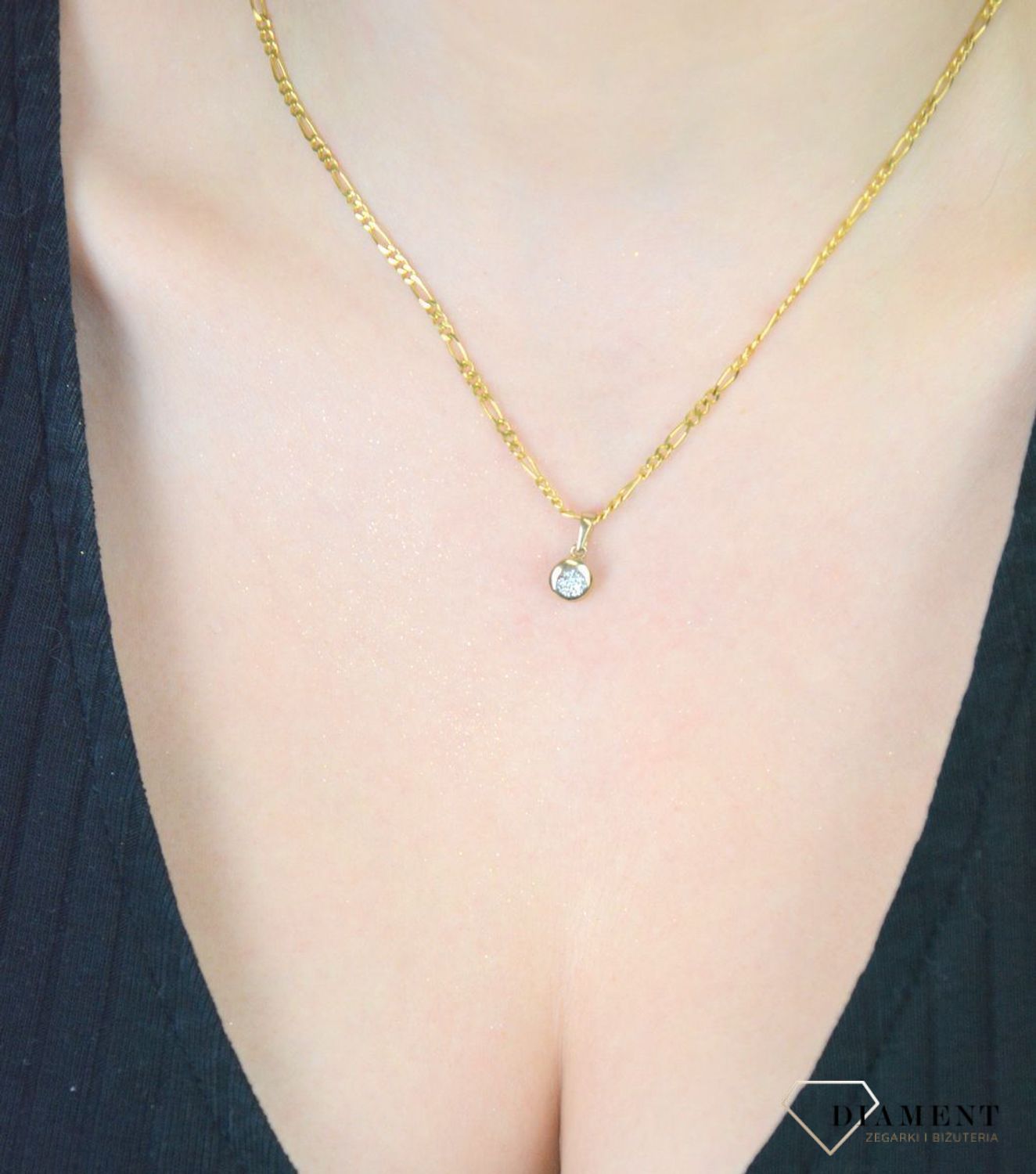 Zawieszka złota okrągła z cyrkoniami pr 333, ZW-X-X08-D00-LB10243.jpg