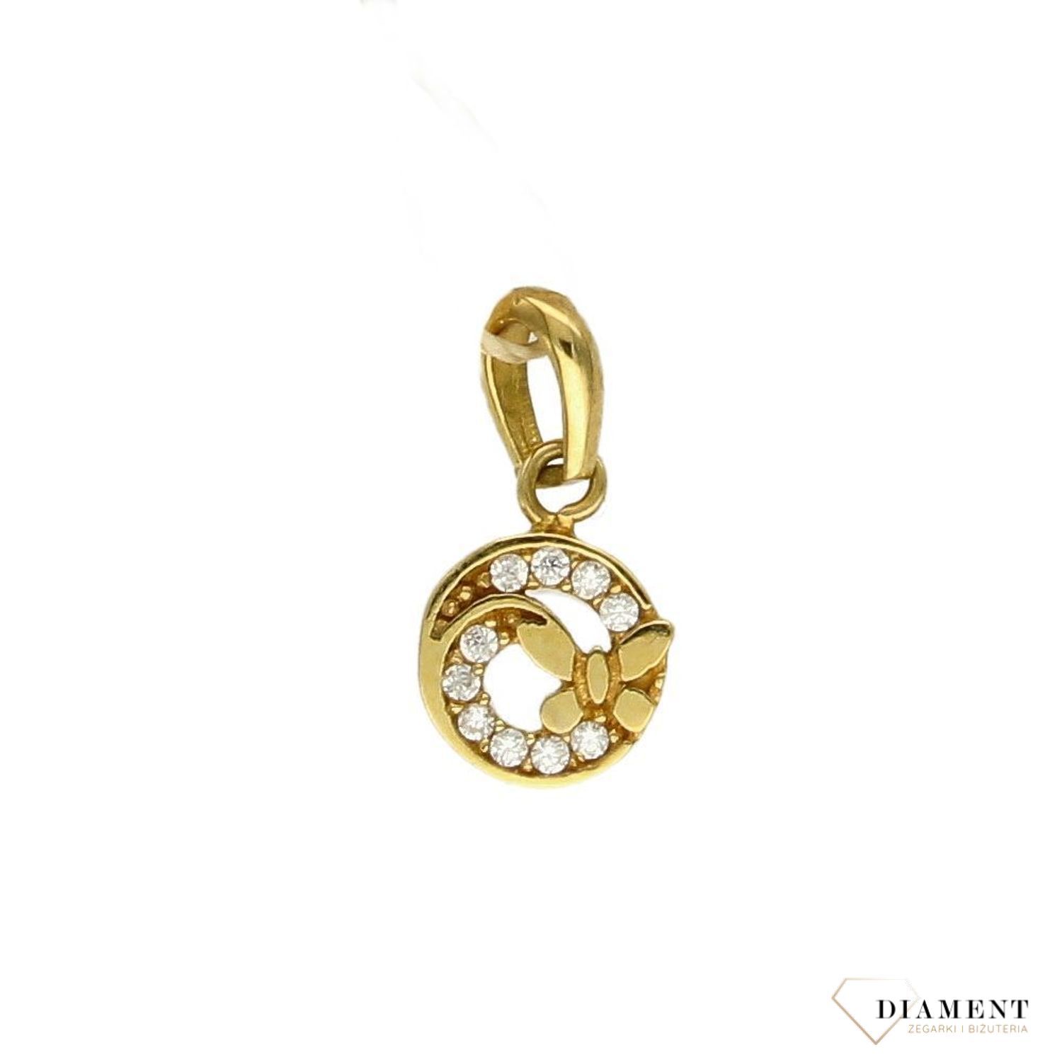 Złota zawieszka 333 kółeczko z motylkiem i cyrkonią ZW-X-X08-N00-LB14510.jpg
