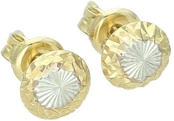Kolczyki złote okrągłe grawerowane z białym złotem pr 333, ZW-X-X09-D00-FA17284 Piękne i eleganckie złote kolczyki w okrągłym kształcie, ozdobione delikatnym 11.jpg