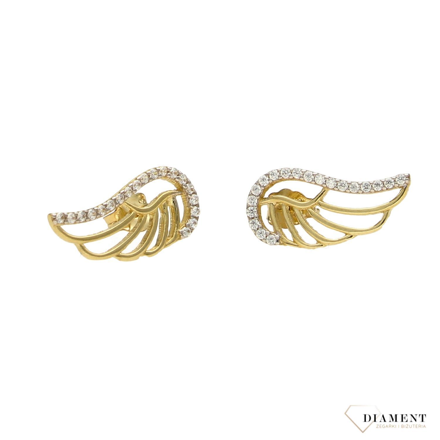 Złote kolczyki 333 skrzydełka z cyrkonią ZW-X-X09-D00-FB13241.jpg