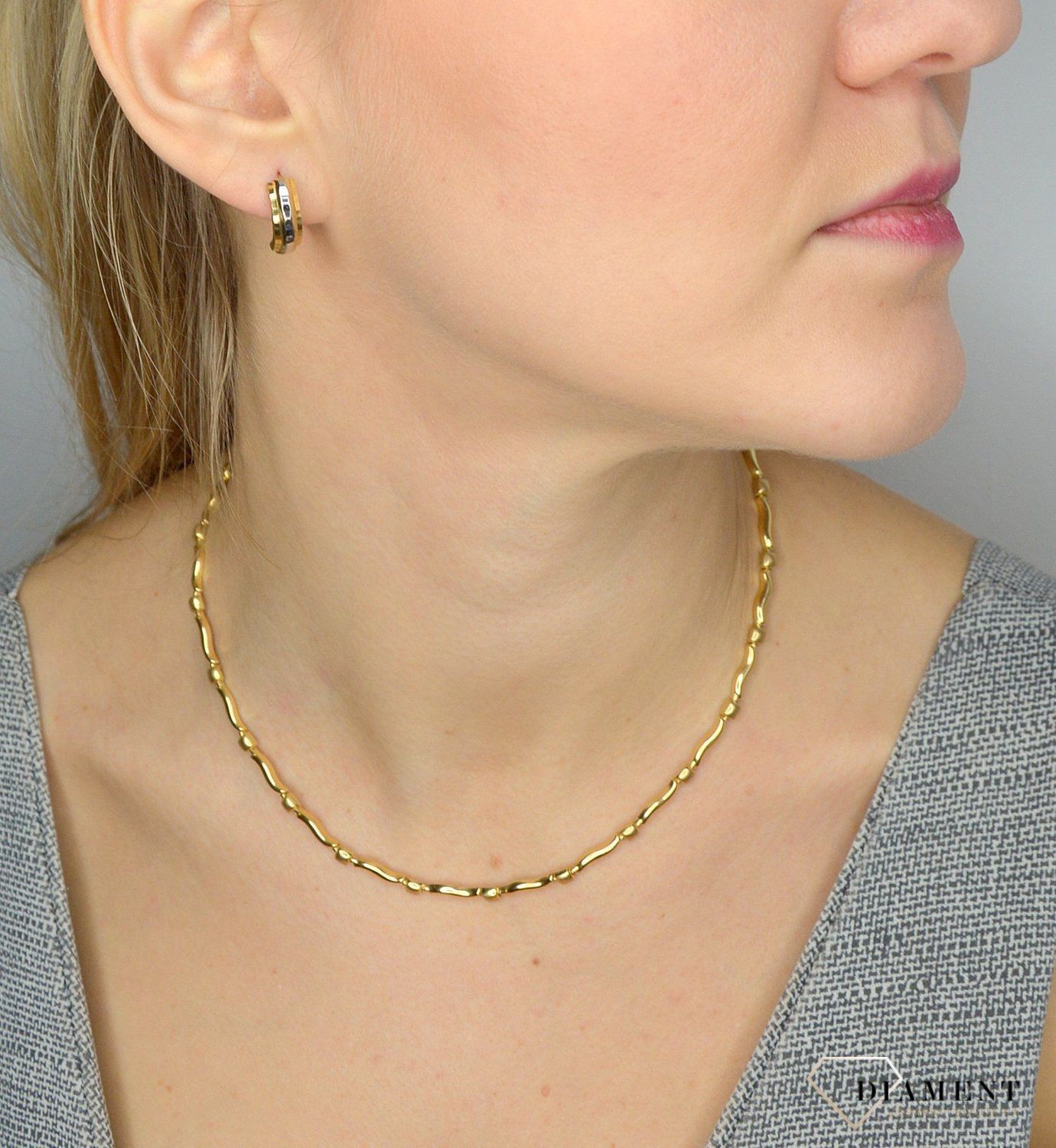 Złote kolczyki Yes 333 połączenie białego i żółtego z ZW-X-X09-D00-GA16442 💎.jpg