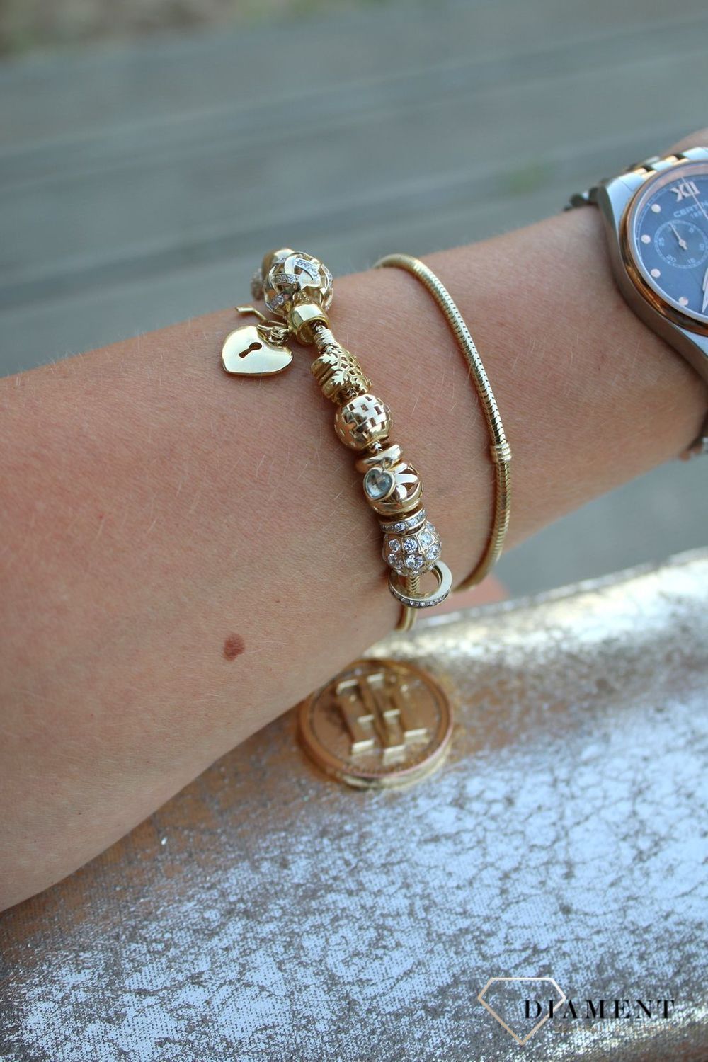 Złota zawieszka charms do bransoletki Yes 333 'Uczucie'v.jpg