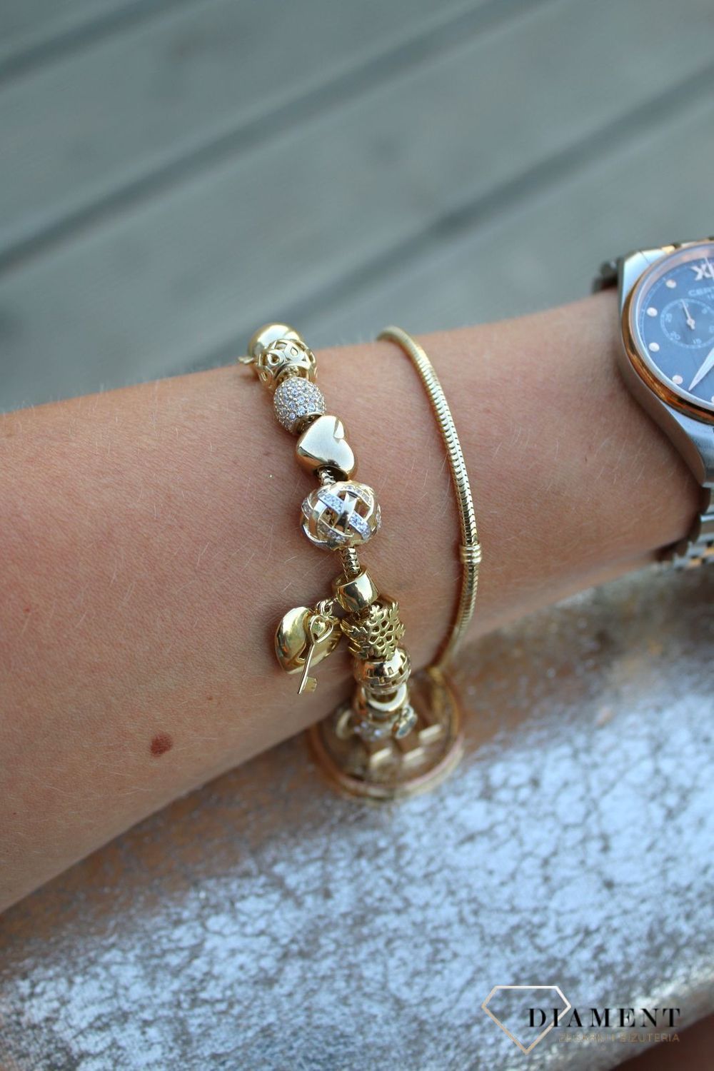 Złota zawieszka charms do bransoletki Yes 333 'Uczucie'v.jpg